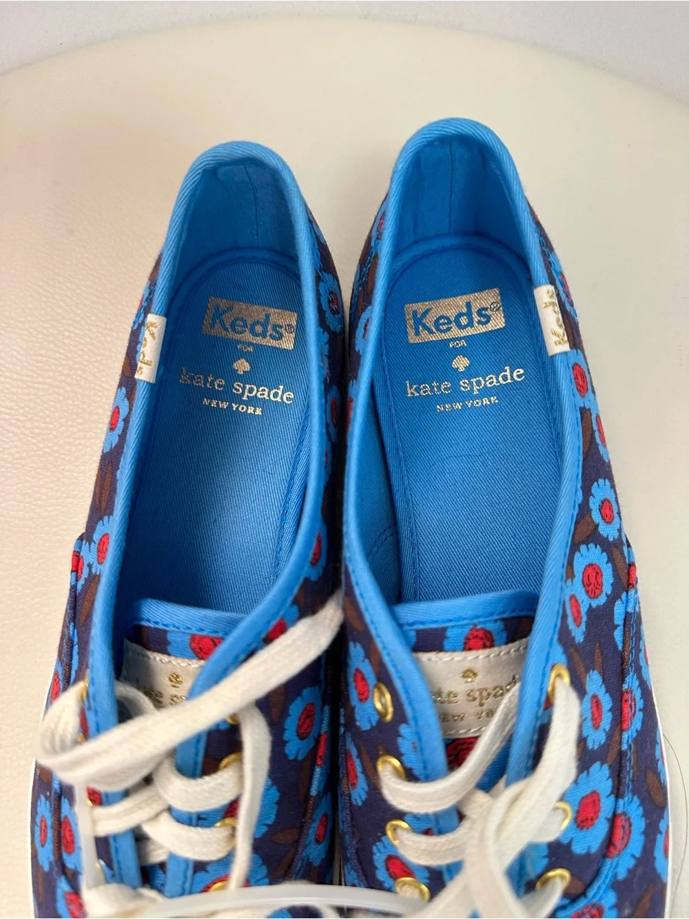 Keds x Kate Spade New York Floral Canvas Sneakers Blue Size 6.5 NWT